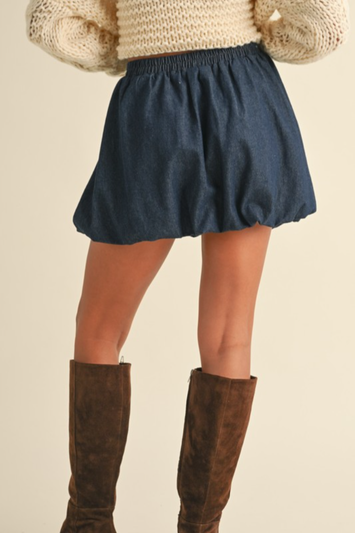 Balloon Denim Mini Skirt