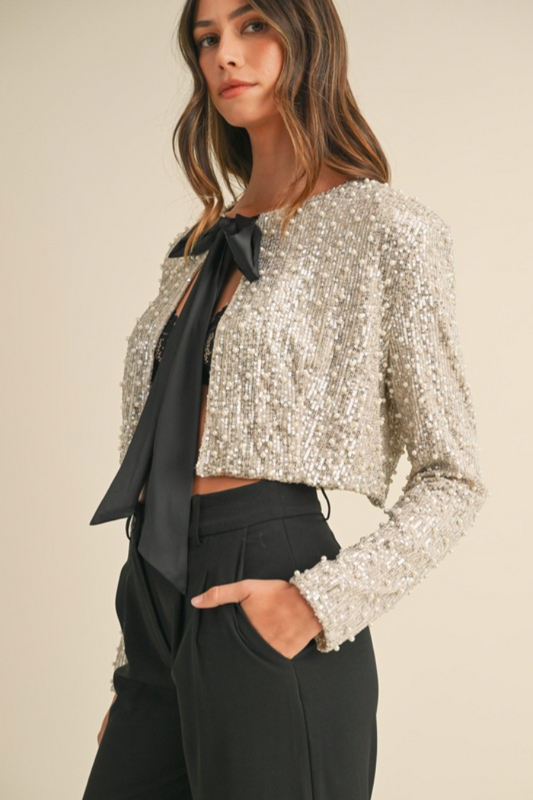 Pearl/Sequin Bow Jacket