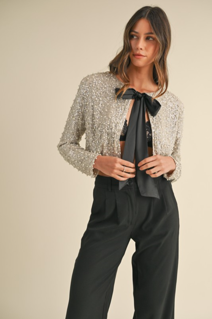 Pearl/Sequin Bow Jacket
