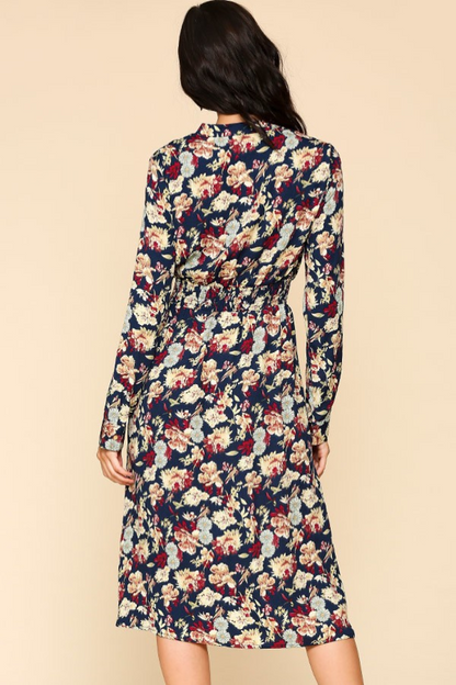 Slits Navy Floral Dress