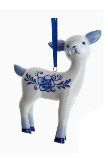 Delft Blue Baby Deer Ornament