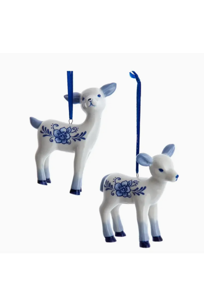 Delft Blue Baby Deer Ornament