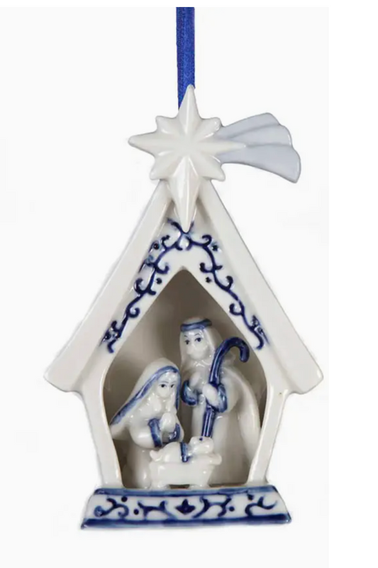 Delft Blue Holy Famly Ornament