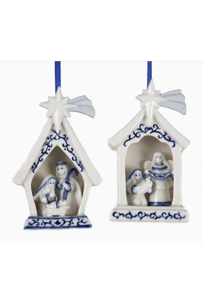 Delft Blue Holy Famly Ornament