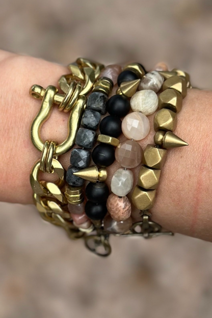 Lavarkite & Peach Moonstone Cubed Braclet