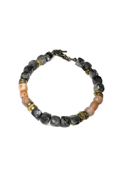 Lavarkite & Peach Moonstone Cubed Braclet