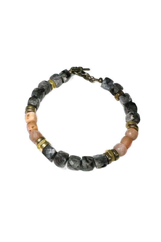 Lavarkite & Peach Moonstone Cubed Braclet