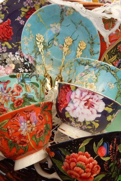 Fiesta Mismatched Teacup & Saucer