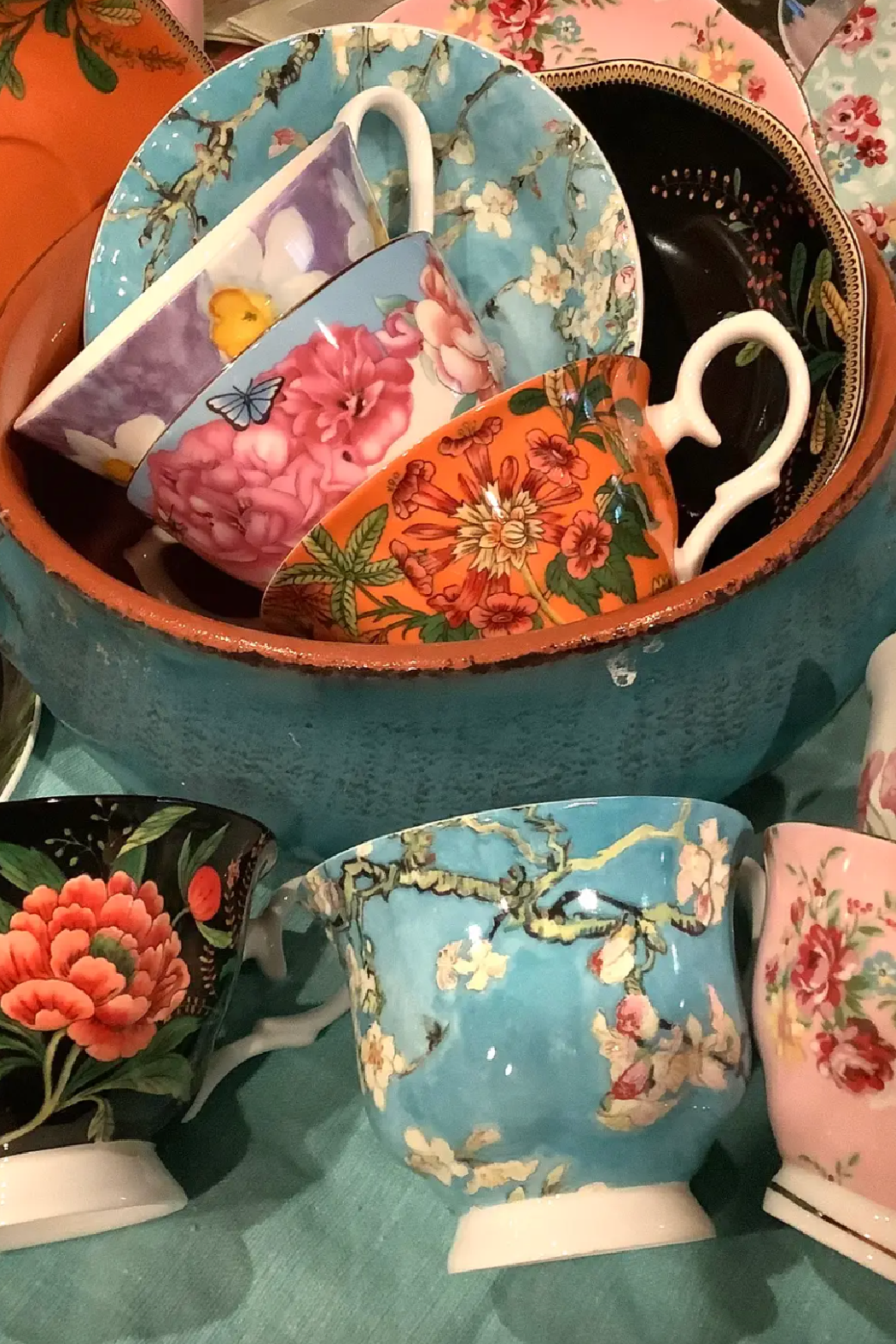 Fiesta Mismatched Teacup & Saucer