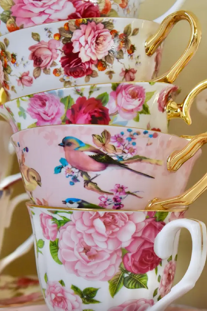 Tea Party Mismatched Teacup & Saucer
