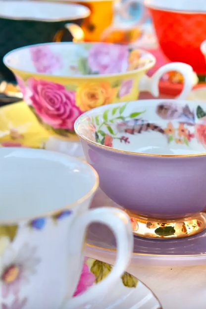 Tea Party Mismatched Teacup & Saucer