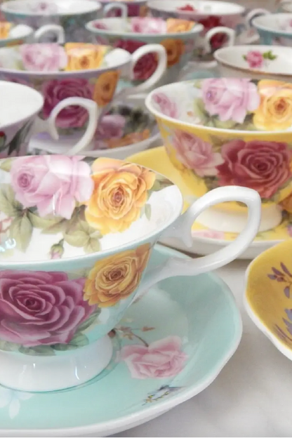 Tea Party Mismatched Teacup & Saucer