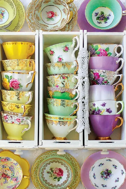 Tea Party Mismatched Teacup & Saucer