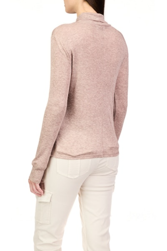 Exposed Seams Mock Neck - Heather Feather