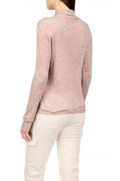 Exposed Seams Mock Neck - Heather Feather