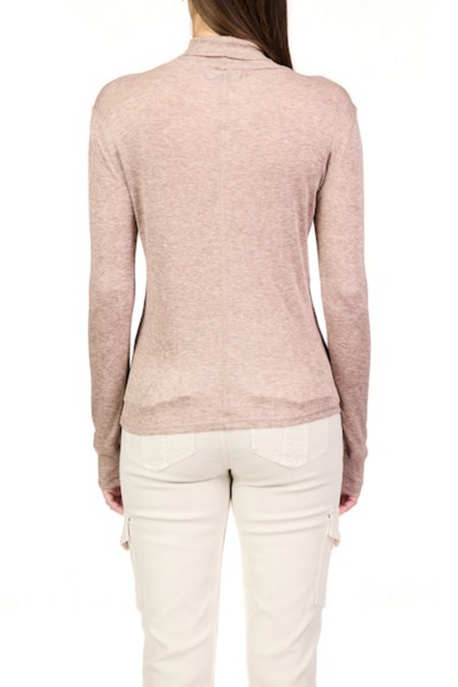 Exposed Seams Mock Neck - Heather Feather