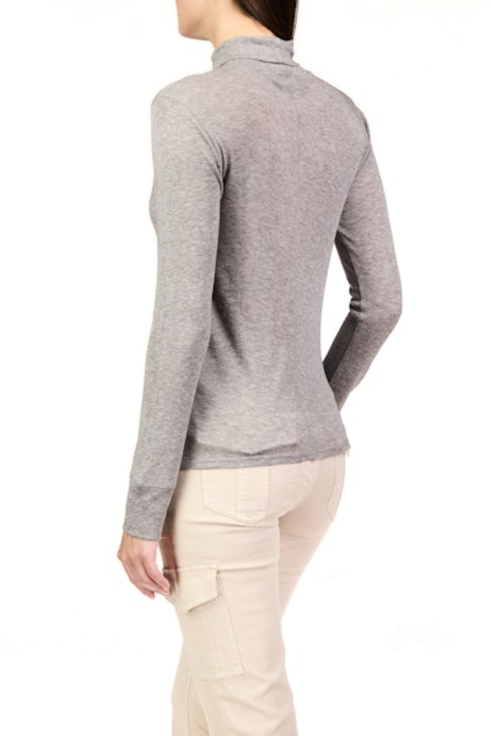 Exposed Seam Knit Mock Neck - Heather Charcoal