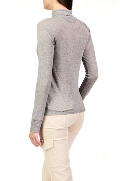Exposed Seam Knit Mock Neck - Heather Charcoal
