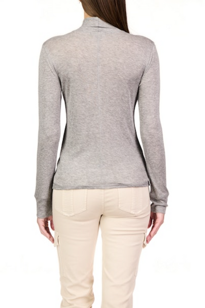 Exposed Seam Knit Mock Neck - Heather Charcoal