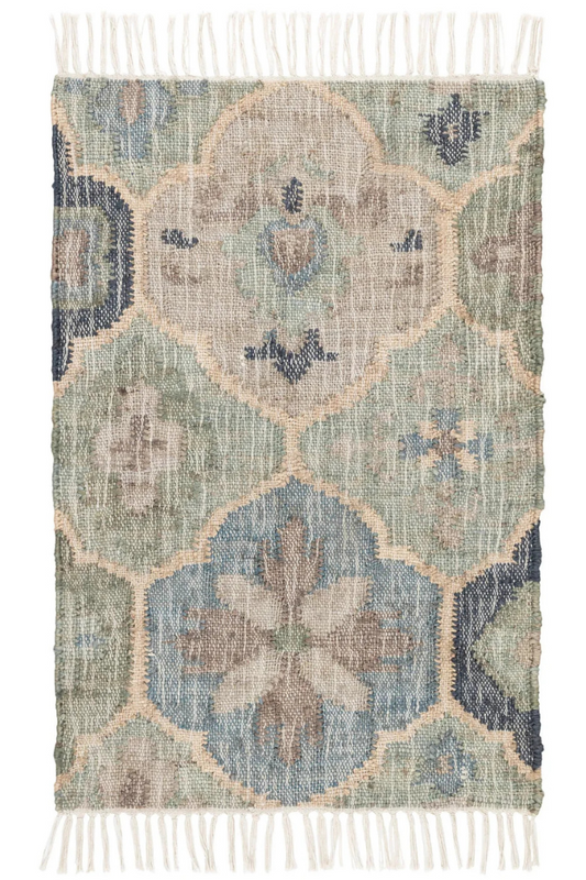 Pali Blue Woven Jute Rug  3 x 5