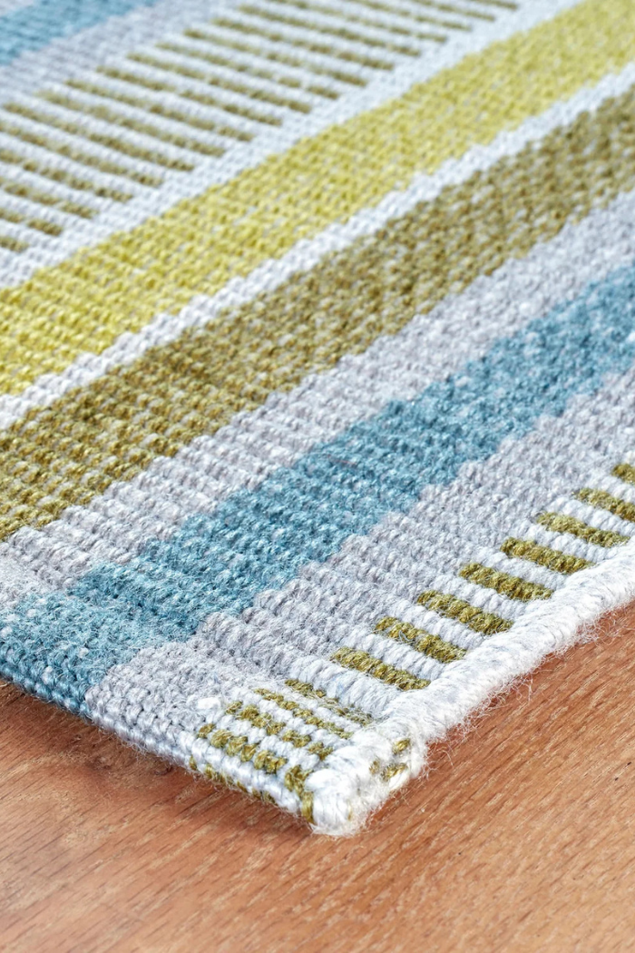 Annie Selke Always Greener Blue/Green Handwoven Indoor 2.5x8 Runner