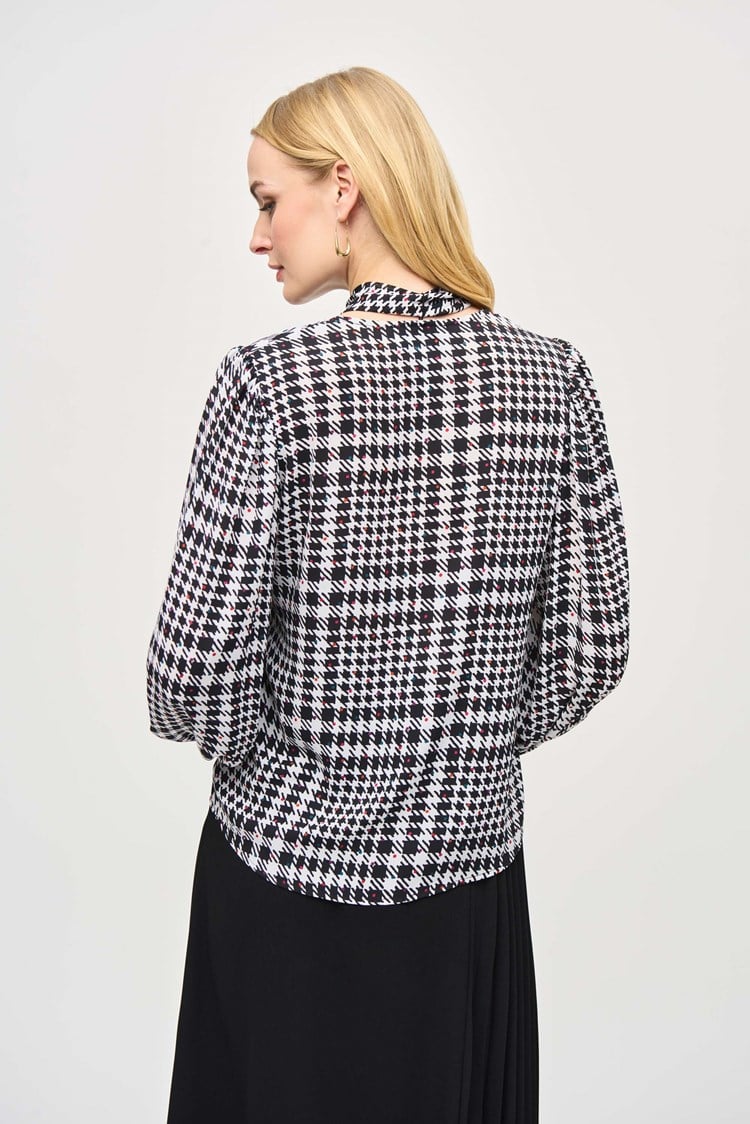 Georgette Plaid Puff Sleeve Top- Vanilla/ Multi