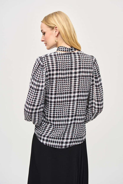 Georgette Plaid Puff Sleeve Top- Vanilla/ Multi