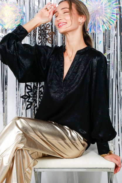 Metallic Long Sleeve Top
