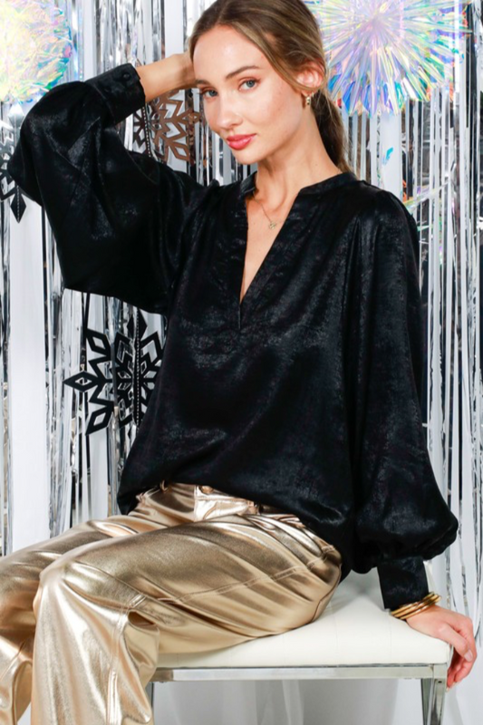 Metallic Long Sleeve Top