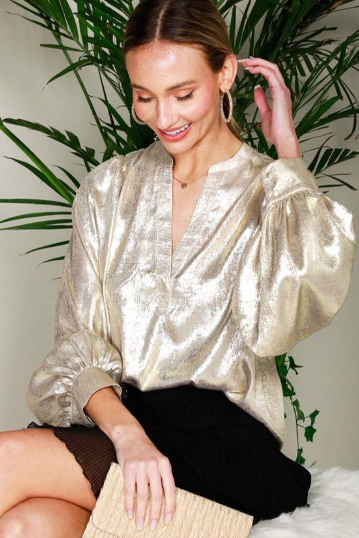 Metallic Long Sleeve Top