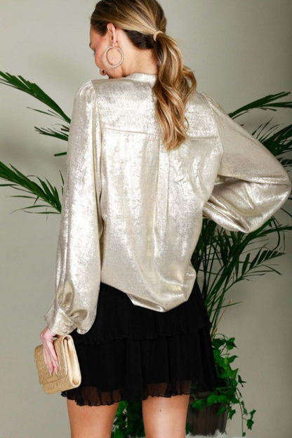 Metallic Long Sleeve Top
