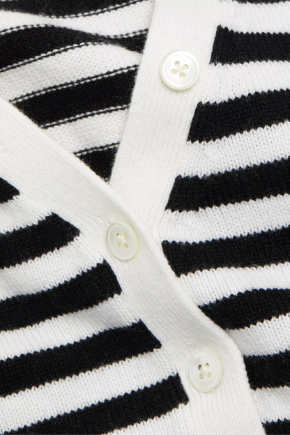 Santina Striped V-Neck Cardigan