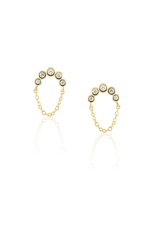 Crescent Chain Stud Earrings