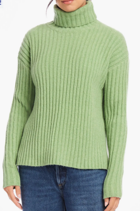 Claudia Ribbed Turtleneck Sweater- Sage