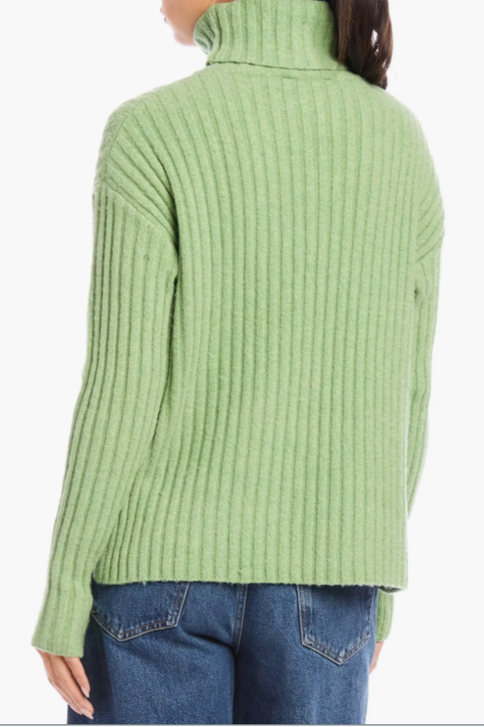 Claudia Ribbed Turtleneck Sweater- Sage