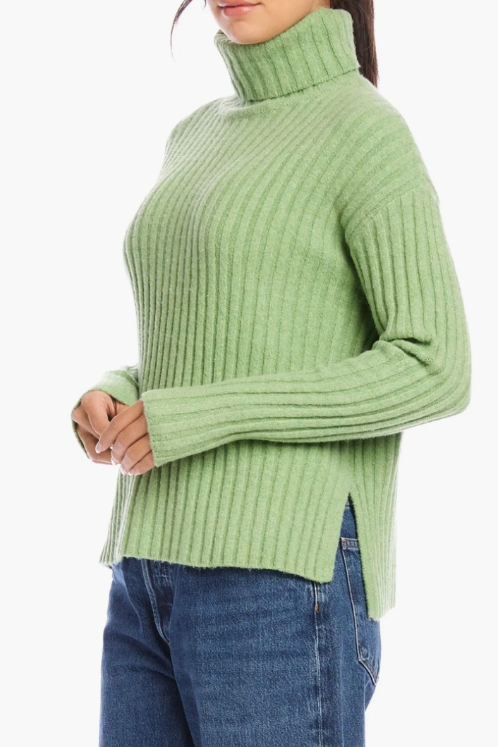 Claudia Ribbed Turtleneck Sweater- Sage