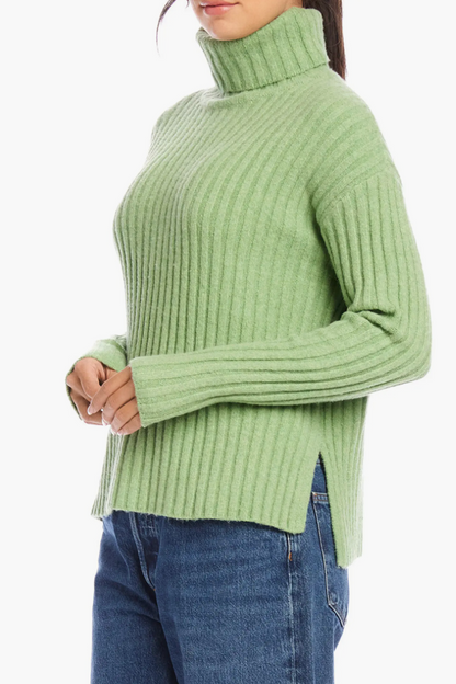 Claudia Ribbed Turtleneck Sweater- Sage