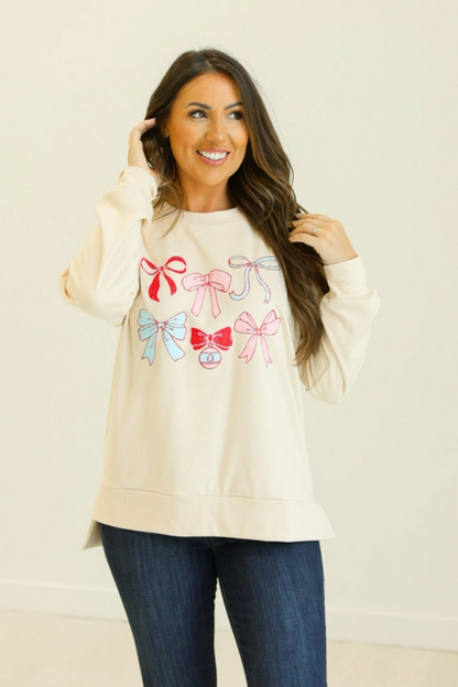 Bows Graphic Micro-Fleece Sweatshirt