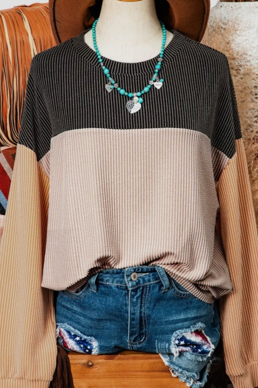 Colorblock Loose Sleeve Top