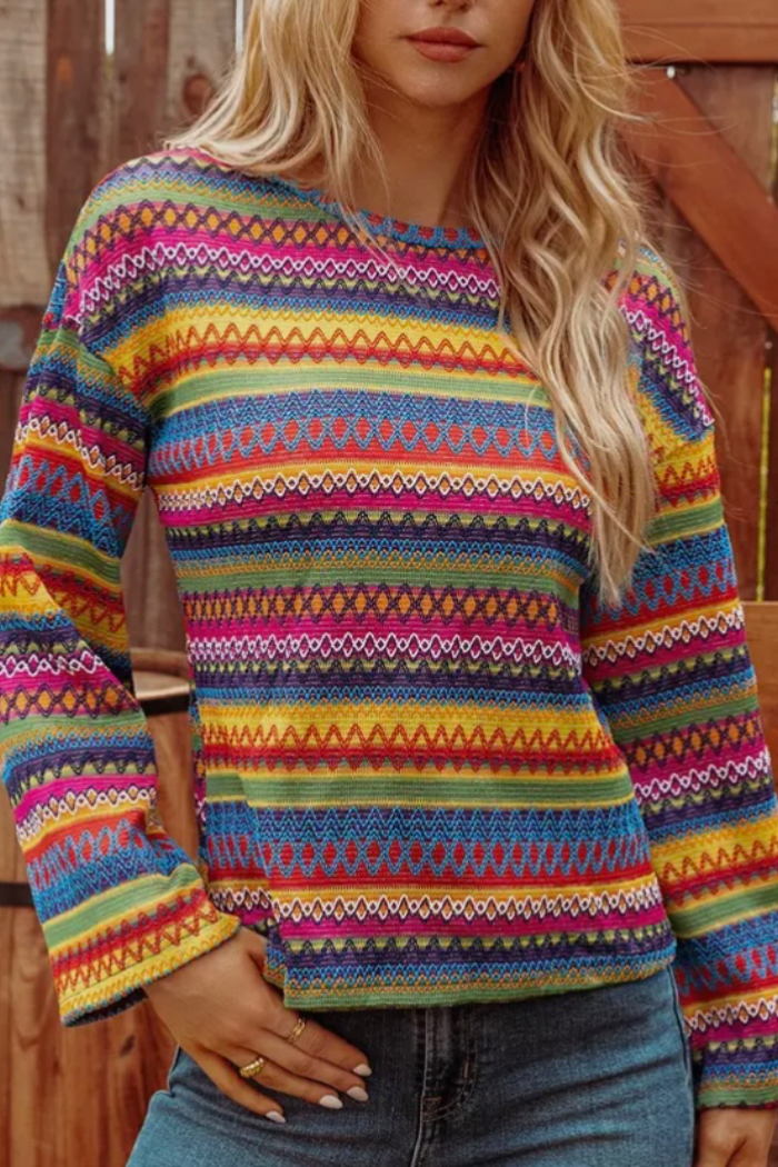 Geo Pattern Long Sleeve Top