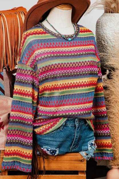 Geo Pattern Long Sleeve Top
