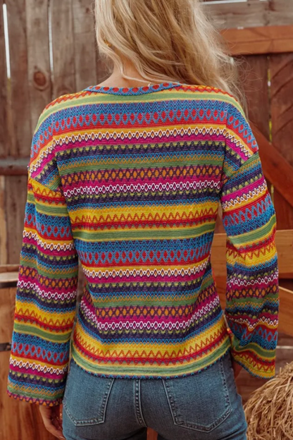 Geo Pattern Long Sleeve Top