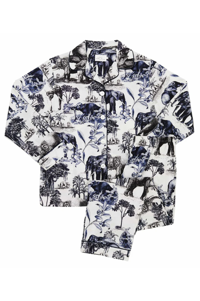 The Cat's Pajamas Safari Toile luxe Pima Cotton Pajama Set