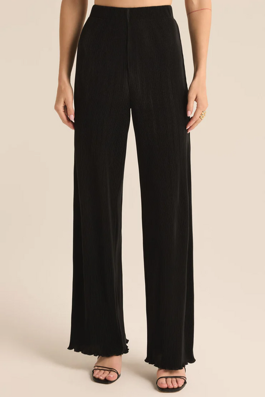 Denia Pleated High Rise Pant - Black