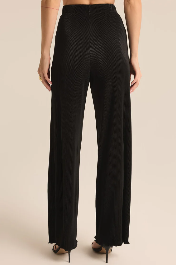 Denia Pleated High Rise Pant - Black