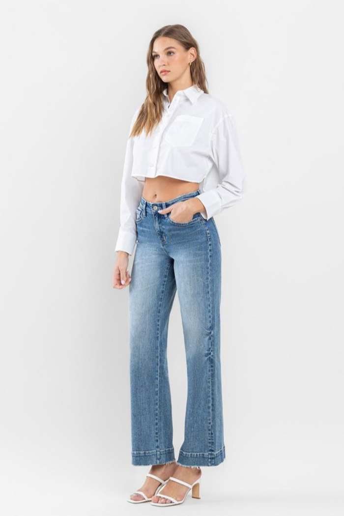 High Rise Trouser Hem Jeans