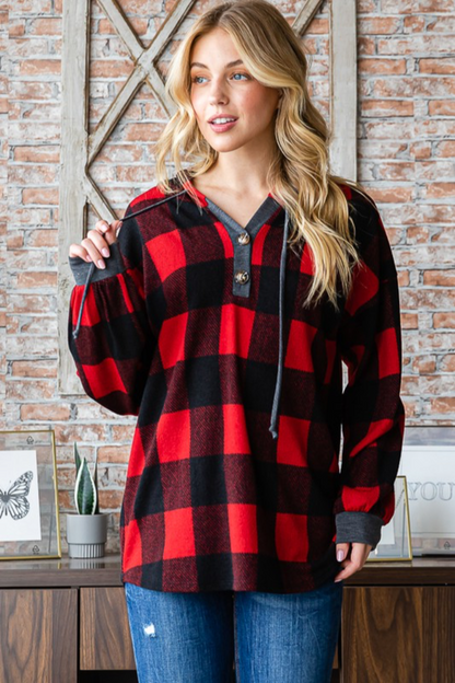 Plaid Hooded Top