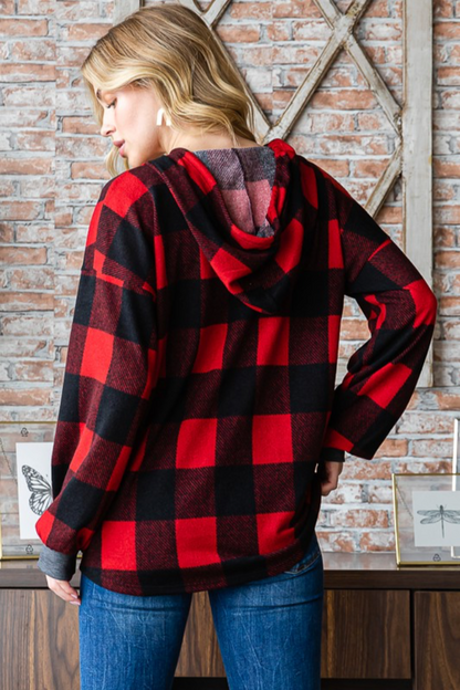 Plaid Hooded Top