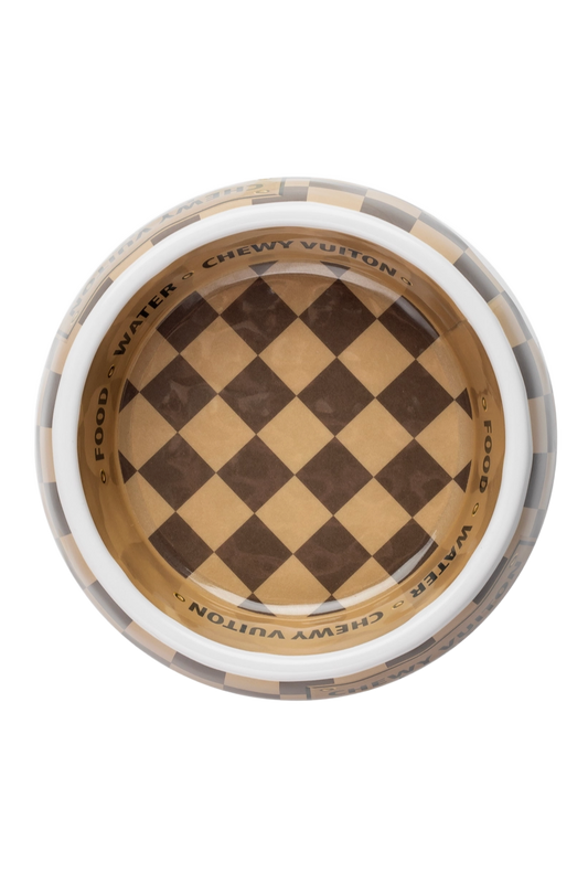 Checker Chewy Vuiton Single Bowl Medium