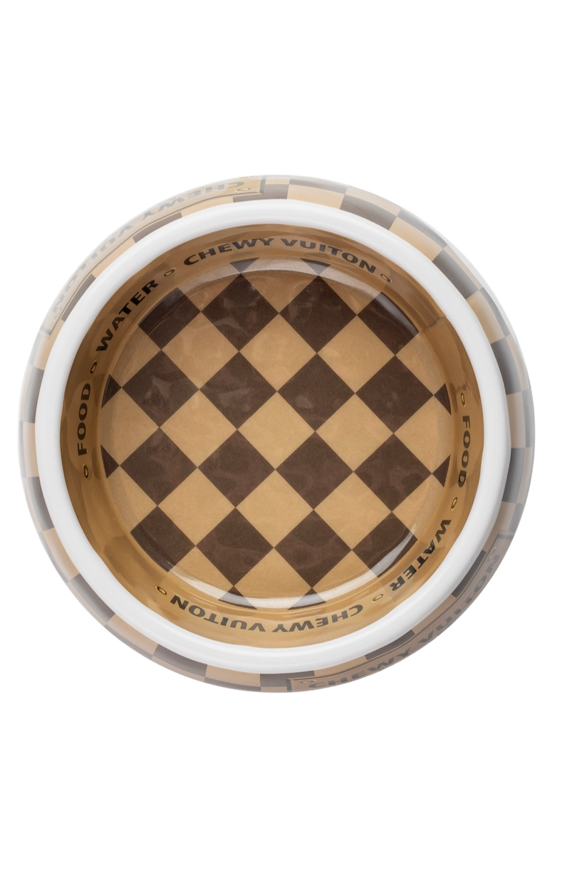 Checker Chewy Vuiton Single Bowl Small